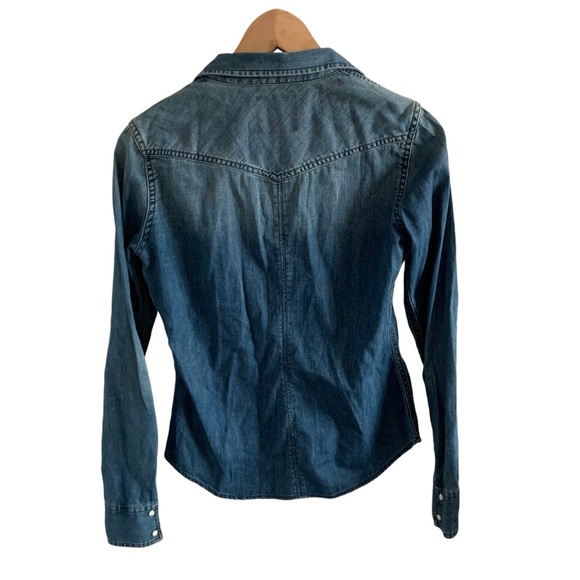 American Eagle Blue Jean Denim Long Sleeve Shirt - Picture 2 of 4